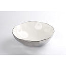 Pampa Bay Titanium-Plated Porcelain Wide Bowl, 12 Inch, Silver/White Tone, Oven, Freezer, Dishwasher Safe