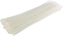 Bundle of white nylon zip ties, featuring a self-locking design with square-shaped heads and a smooth, flexible body.