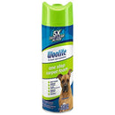 Can of Woolite One Step Carpet Foam with a green cap and blue and green label, featuring a dog, and highlighting "5X Deep Clean Action."