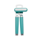 Teal handled KitchenAid can opener with a silver cutting mechanism and bottle opener.