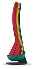 Colorful 5-piece Joseph Joseph kitchen utensil set stacked vertically on a magnetic storage stand, shown on a white background.