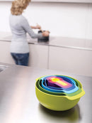 Joseph Joseph 40087 Nest 9 Nesting Bowls Set with Mixing Bowls Measuring Cups Sieve Colander, 9-Piece, Multicolored