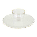 Mud Pie Reversible Chip and Dip Platter and Cake Pedestal Server, Gold, 11" dia