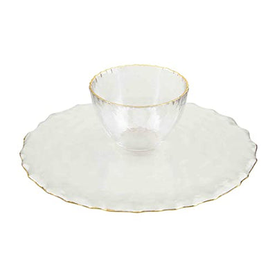 Mud Pie Reversible Chip and Dip Platter and Cake Pedestal Server, Gold, 11