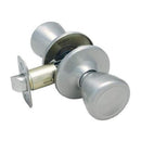 Silver passage lockset for interior doors displayed on a white background with adjustable latch and key lock.