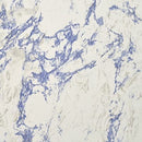 A close-up image of Con-Tact brand self-adhesive shelf and drawer liner, featuring a white background with prominent blue and subtle grey marble-like veining.