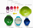 Joseph Joseph 40087 Nest 9 Nesting Bowls Set with Mixing Bowls Measuring Cups Sieve Colander, 9-Piece, Multicolored