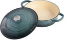 A 5-quart slate grey enameled cast iron braiser with lid, shown against a white background.
