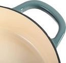 A 5-quart slate grey enameled cast iron braiser with lid, shown against a white background.