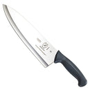 More Detailed: Mercer Culinary "The Wide Chef" knife, featuring a broad stainless steel blade and an ergonomic black handle. The brand and model number (M18610) are visible on the blade.