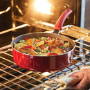 Rachael Ray Cook + Create Nonstick Sauté Pan with Lid, 3 Quart, Red