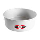 Fat Daddio’s 10 x 4 inch round cake pan in silver anodized aluminum displayed on a white background.