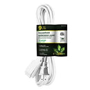 GoGreen 9 Ft, 16/2 Household Extension Cord, 3 Outlets, White,