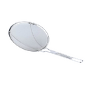 Round, fine mesh skimmer with a silver-toned wire rim and handle.