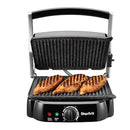 Starfrit The Rock panini grill with non-stick plates, power and ready indicator lights, and a temperature control dial.