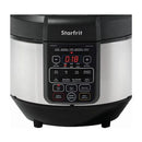 Large-capacity 8.5-quart Starfrit electric pressure cooker with a digital display and multiple cooking presets, designed for fast and convenient meal preparation.