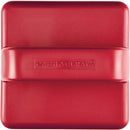Top view of the Rachael Ray stainless steel box grater in red, shown on a white background.