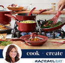 Rachael Ray Cook + Create Nonstick Sauté Pan with Lid, 3 Quart, Red