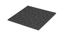 A black 7" square silicone trivet with a raised skillet pattern, displayed on a white background.