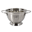 8-quart deep stainless steel colander with wide loop handles and a sturdy base, displayed on a white background.