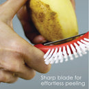 Rachael Ray Kitchen Tools and Gadgets Vegetable / Fruit Peeler with Brush - 3-In-1 , Sea Salt Gray
