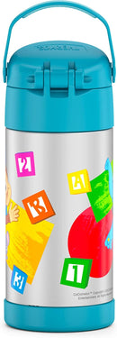 THERMOS FUNTAINER 12 Ounce Stainless Steel Vacuum Insulated Kids Straw Bottle, Cocomelon