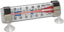 Taylor Precision 3503 TruTemp analog refrigerator/freezer thermometer with hanging and clipping options on a white background.