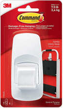 White Command jumbo plastic hook with adhesive strips shown on a white background.