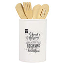 Home Basics White Breakfast Heavy Duty Stain Resistant Ceramic Utensil Crock