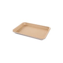 Nordic Ware gold nonstick aluminum quarter sheet baking pan shown on a white background.