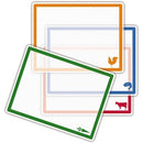 Set of four colorful 11x15 inch flexible cutting mats with food icons displayed on a white background.