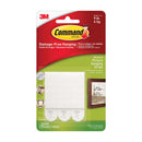 Three pairs of white Command picture hanging strips, each 0.75 x 2.75 inches, on a white background.
