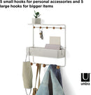 Umbra Estique Over-The-Door Multi-Use Organizer, W/Shelf, White