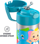 THERMOS FUNTAINER 12 Ounce Stainless Steel Vacuum Insulated Kids Straw Bottle, Cocomelon