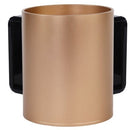 Gold-Colored Cup with Black Handles, Cylindrical Design