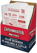 A red and blue cardboard box containing Catchmaster Pro Strength Mouse & Insect Glue Boards. The box clearly displays the brand name "CATCHMASTER" in large white letters and "PRO STRENGTH" below it. The product is labeled as "MOUSE & INSECT GLUE BOARDS" in English and French.