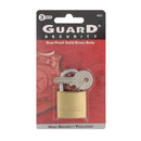 Guard Security solid brass padlock with chrome-plated steel shackle, shown against a white background.