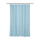 Heavy-duty blue shower liner with metal grommets along the top for hanging.
