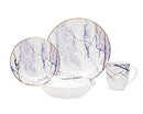 Godinger 16-piece dinnerware set with plates, bowls, and mugs displayed neatly on a white background.