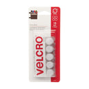  5/8" Velcro coins arranged inside retail packaging on a white background.