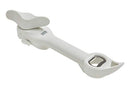 White Kuhn Rikon 5-in-1 safety master opener with ergonomic handle and stainless steel components on a white background.