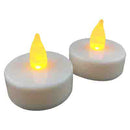 Two flameless LED tea light candles by Magic Seasons, packaged together. The packaging indicates they are long-lasting and have a flickering flame effect. Each light includes a CR2032 battery.