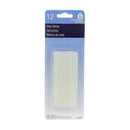 Pack of 12 glue sticks arranged vertically in clear packaging on a white background.