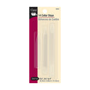 Dritz 14 Collar Stays in clear plastic packaging. The package includes three different sizes (2.5-inch, 3.5-inch, and 4-inch) designed to reinforce shirt collars and maintain their shape. The label is bilingual in English and Spanish, reading '14 Collar Stays' and 'Refuerzos de Cuellos.'