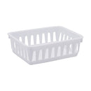 A small, rectangular Sterilite Mini Storage Tray made of white plastic. The tray has an open design with vertical slots around all four sides.