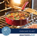 Rachael Ray Cook + Create Nonstick Sauté Pan with Lid, 3 Quart, Red
