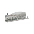 Tin Menorah with nine candle holders and etched designs.