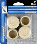 Shepherd 1-inch (25mm) rubber leg tips, 4-piece set, designed to protect floors and provide grip for chair, table, and furniture legs. Durable and easy to install.