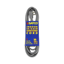 Satco 12-foot indoor air conditioner extension cord – 14/3 AWG heavy-duty power cord, 125V 15A, grounded with right-angle plug.
