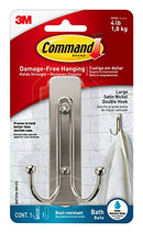 Command Large Double Bathroom Wall Hook, Damage Free Bath Hook with Adhesive Strip